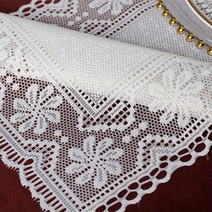 4PCS, White Lace Hollow Placemat, Dining Table Mat, Modern Minimalist Fabric Tableware Mat, Holiday Party Halloween Christmas Placemat, 30*60cm