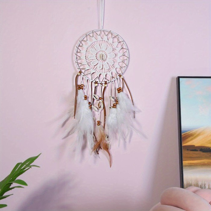 Handmade Dream Catcher Seashell Feathers Hanging Dreamcatcher Home Wall Decor