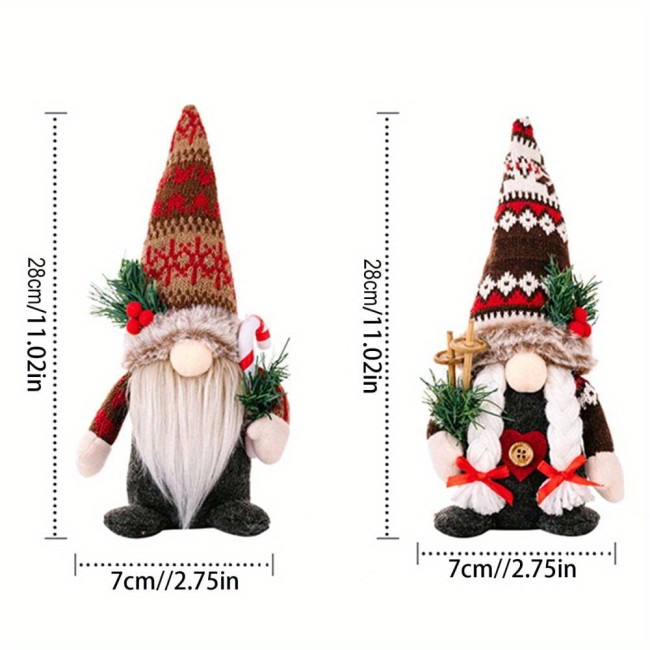 2 Pcs Christmas Gnome Decorations, Gnomes Handmade, Christmas Gnomes Plush, Swedish Gnome, Gnome Christmas Ornaments