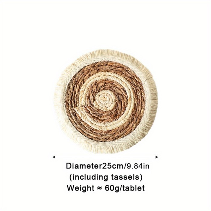 Hand-Woven Round Placemats Set of 4, 9.8\