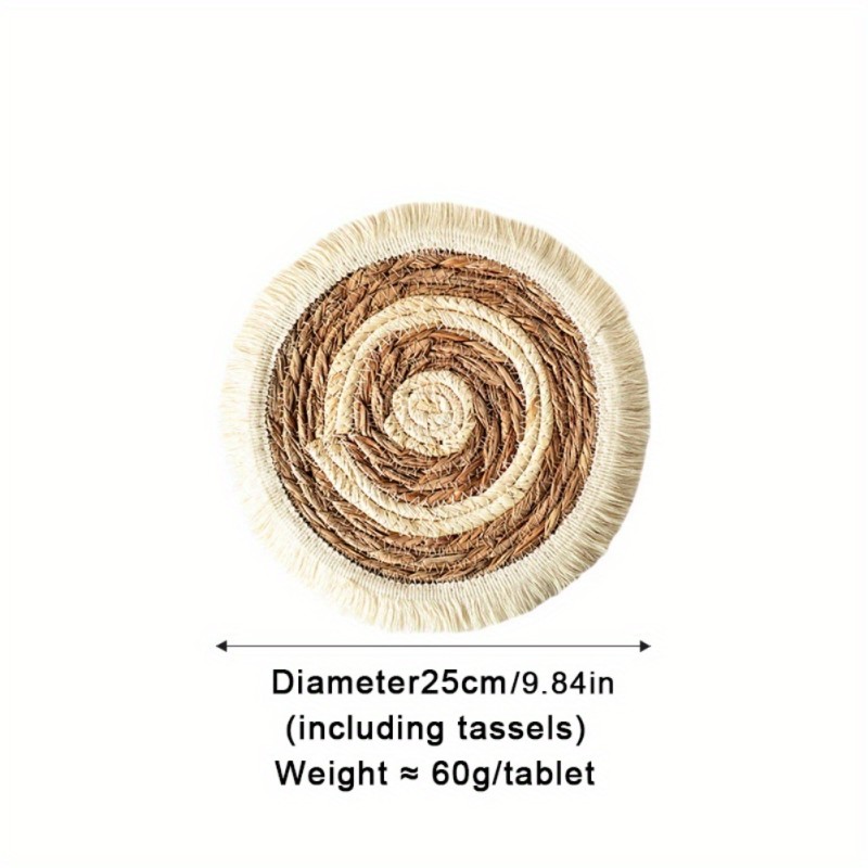 Hand-Woven Round Placemats Set of 4, 9.8\