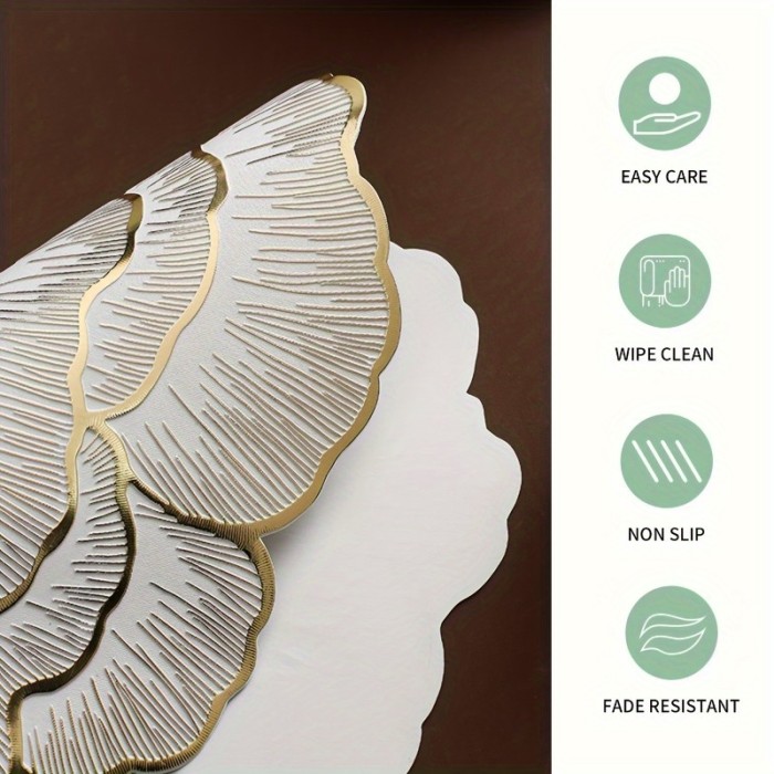 Elegant Floral Placemat Set Of 3pcs-non-slip, Wipe-resistant Table Mat, Suitable For Catering And Special Occasions