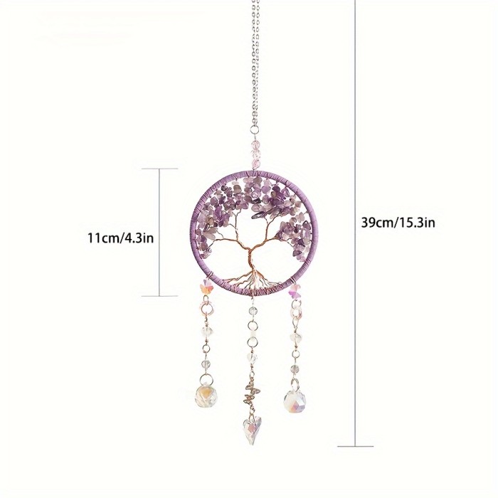 1PC, Traditional Handmade Bohemian Tree Of Life - Bedroom Natural Crystal Stone Wall Decoration - Enhances Your Sleep And Happiness, Perfect Christmas Gift, Birthday Gift