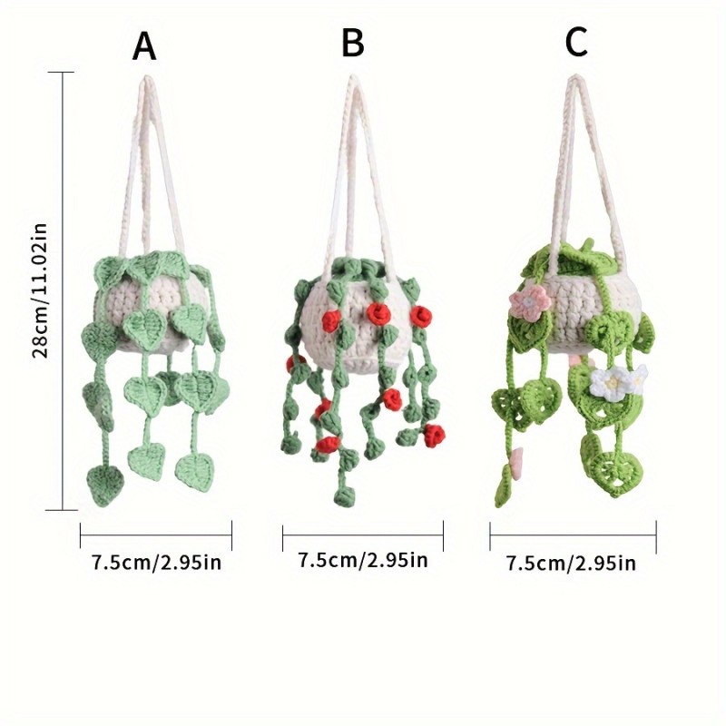 3 sets of plant pendant New hand-woven plant finished car pendant decoration rearview mirror pendant inside exquisite creative decoration
