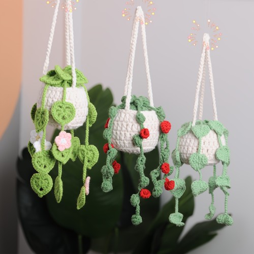 3 sets of plant pendant New hand-woven plant finished car pendant decoration rearview mirror pendant inside exquisite creative decoration