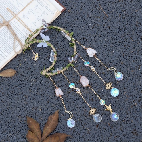 1pc Butterfly Moon Crystals Dreamcatcher Suncatcher Crystal Dreamcatcher Wind Chimes Prisms For Indoor Window Charm Garden Suncatchers Outdoor Decor Crystal Ball Rainbow Maker
