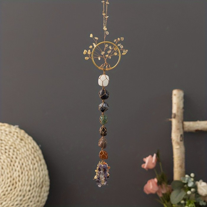 1pc Gem DreamCatcher Suncatcher Hanging Healing Suncatchers Wind Chimes Crystal Dream Catcher Rainbow Maker Prisms Sun Catchers Indoor Window Garden Outdoor Decor