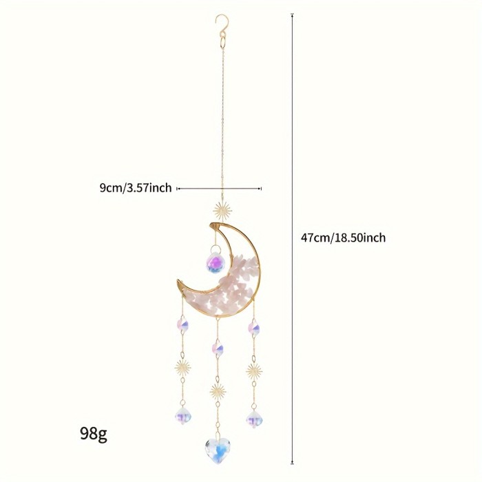 1pc, 2024 Spring\u002Fsummer New Sun Catcher Light And Wind Chimes Pendant, Hand-woven Crystal Sun Dreamcatcher Moon, Party Decoration Pendant, Garden Garden Window Decoration Pendant, Mother's Day Father's Day Gift, Birthday Gift