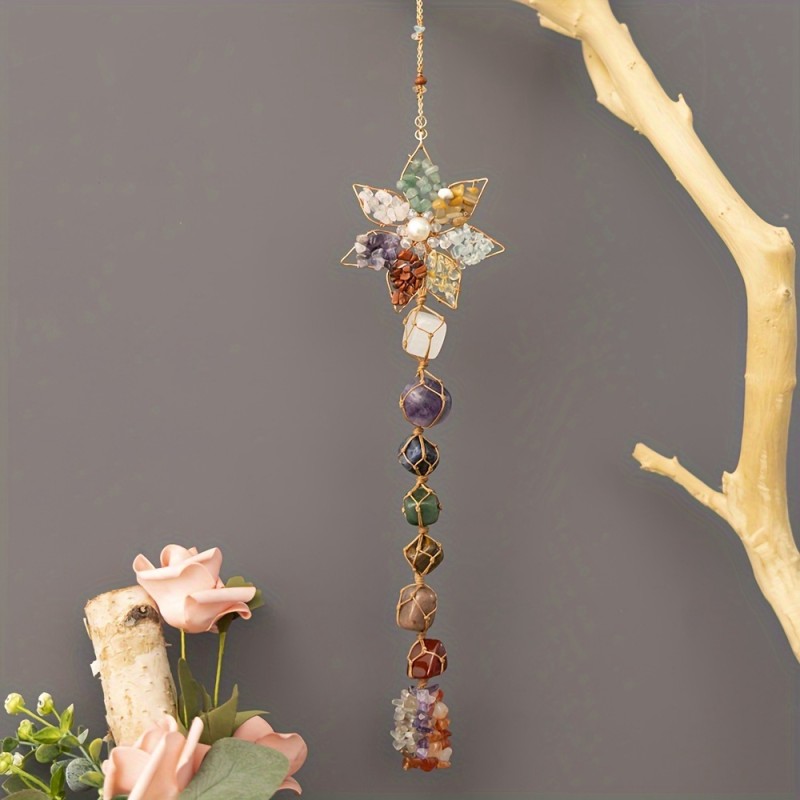 1pc Gem DreamCatcher Suncatcher Hanging Healing Suncatchers Wind Chimes Crystal Dream Catcher Rainbow Maker Prisms Sun Catchers Indoor Window Garden Outdoor Decor