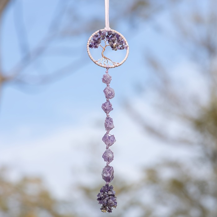 1pc Round Gem DreamCatcher Suncatcher Tree Of Life Hanging Healing Suncatchers Wind Chimes Crystal Dream Catcher Rainbow Maker Prisms Sun Catchers Indoor Window Garden Outdoor Decor