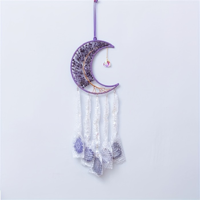 Purple Crystal Wind Chime Pendant Dream Catcher Pendant Sun Catcher Life Tree Indoor And Outdoor Courtyard Garden Party Christmas Decoration Festival Gifts