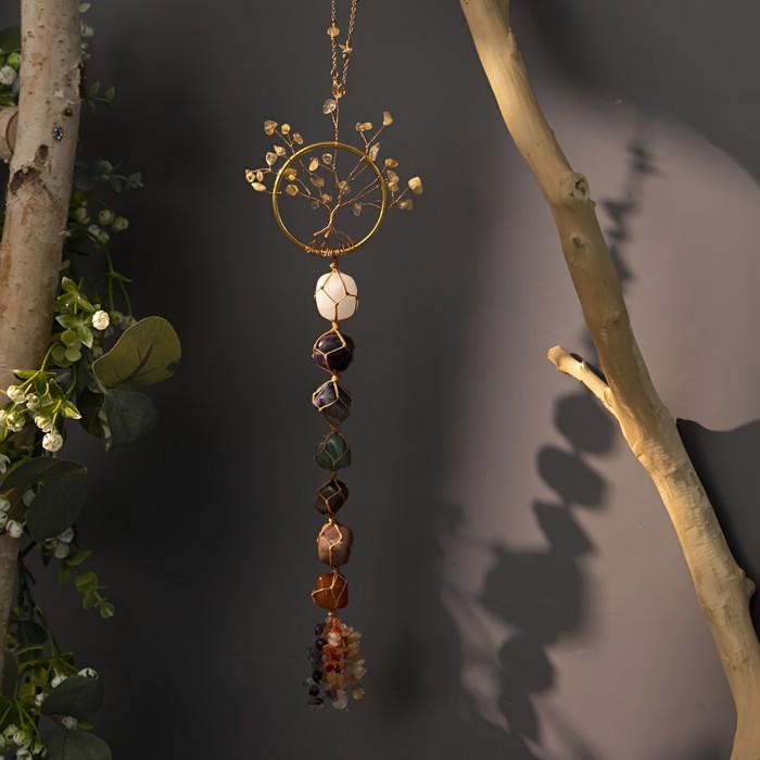 1pc Gem DreamCatcher Suncatcher Hanging Healing Suncatchers Wind Chimes Crystal Dream Catcher Rainbow Maker Prisms Sun Catchers Indoor Window Garden Outdoor Decor