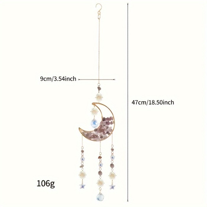 1pc, 2024 Spring\u002Fsummer New Sun Catcher Light And Wind Chimes Pendant, Hand-woven Crystal Sun Dreamcatcher Moon, Party Decoration Pendant, Garden Garden Window Decoration Pendant, Mother's Day Father's Day Gift, Birthday Gift