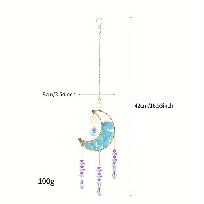 1pc, 2024 Spring\u002Fsummer New Sun Catcher Light And Wind Chimes Pendant, Hand-woven Crystal Sun Dreamcatcher Moon, Party Decoration Pendant, Garden Garden Window Decoration Pendant, Mother's Day Father's Day Gift, Birthday Gift