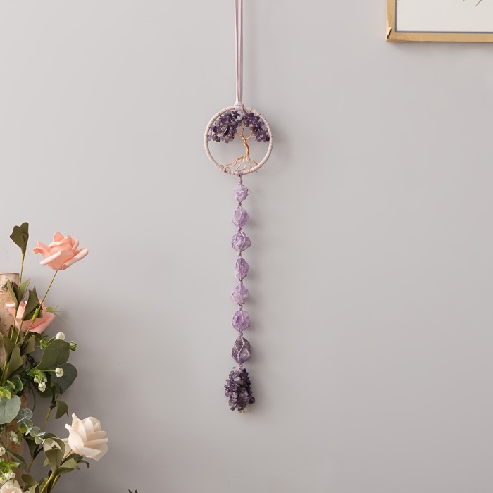 1pc Round Gem DreamCatcher Suncatcher Tree Of Life Hanging Healing Suncatchers Wind Chimes Crystal Dream Catcher Rainbow Maker Prisms Sun Catchers Indoor Window Garden Outdoor Decor