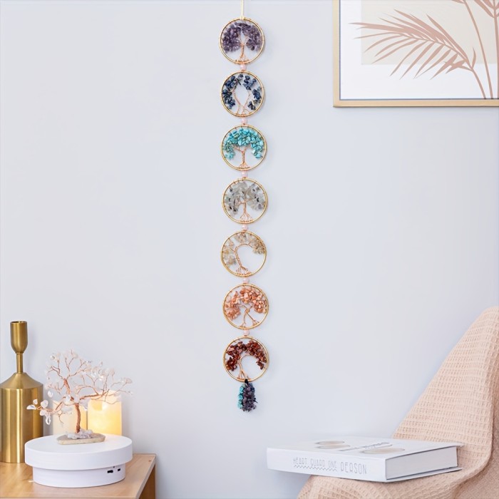 Sun Catcher Wind Chime Amethyst Garden Pendant Handmade Agate Wind Chime Natural Gravel Moon Decoration