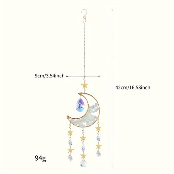 1pc, 2024 Spring\u002Fsummer New Sun Catcher Light And Wind Chimes Pendant, Hand-woven Crystal Sun Dreamcatcher Moon, Party Decoration Pendant, Garden Garden Window Decoration Pendant, Mother's Day Father's Day Gift, Birthday Gift