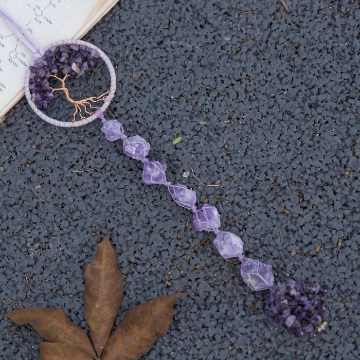 1pc Round Gem DreamCatcher Suncatcher Tree Of Life Hanging Healing Suncatchers Wind Chimes Crystal Dream Catcher Rainbow Maker Prisms Sun Catchers Indoor Window Garden Outdoor Decor