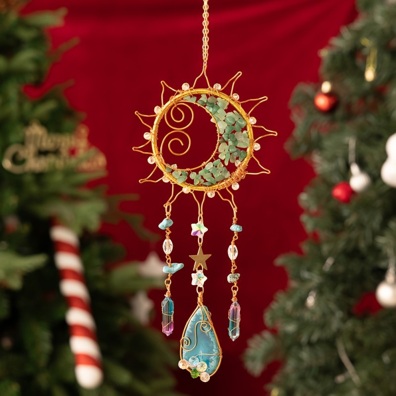1pc Gem DreamCatcher Suncatcher Hanging Healing Suncatchers Wind Chimes Crystal Dream Catcher Rainbow Maker Prisms Sun Catchers Indoor Window Garden Outdoor Decor