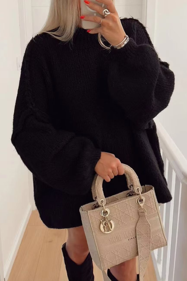 Casual Daily Solid Color Weave Turtleneck Sweaters