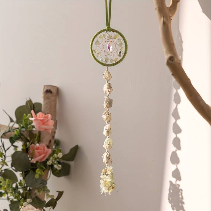 1pc Round Gem DreamCatcher Suncatcher Tree Of Life Hanging Healing Suncatchers Wind Chimes Crystal Dream Catcher Rainbow Maker Prisms Sun Catchers Indoor Window Garden Outdoor Decor