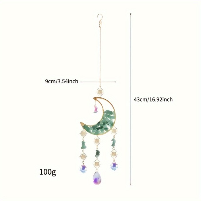 1pc, 2024 Spring\u002Fsummer New Sun Catcher Light And Wind Chimes Pendant, Hand-woven Crystal Sun Dreamcatcher Moon, Party Decoration Pendant, Garden Garden Window Decoration Pendant, Mother's Day Father's Day Gift, Birthday Gift