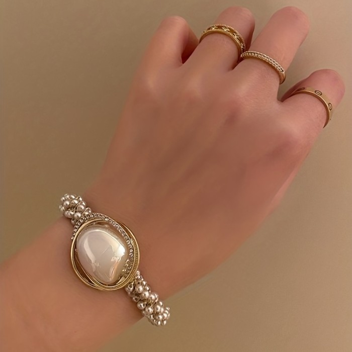 Sweet And Stylish Full Faux Pearl Hair Tie For Women And Female - Perfect For Ponytails And Hair Accessories