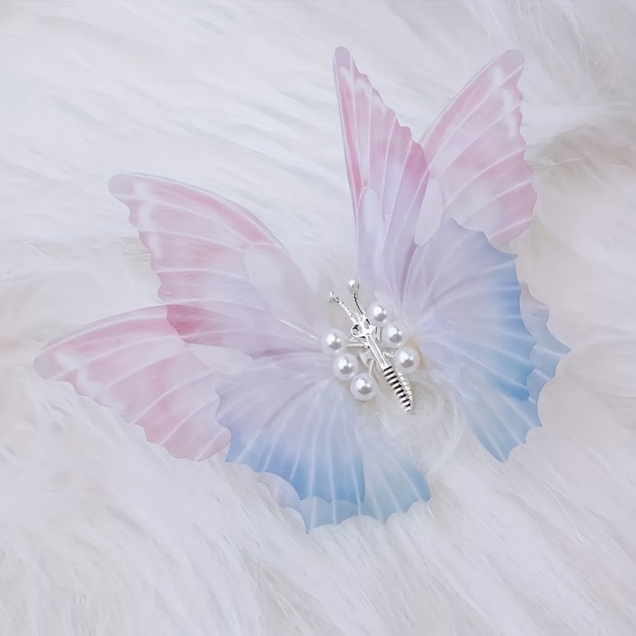 3pcs Enchanting Butterfly Hair Clips Set with Faux Pearls & Alloy Bowknots - Cute, Sparkling Barrettes for Girls - Perfect for Casual Attire & Special Occasions