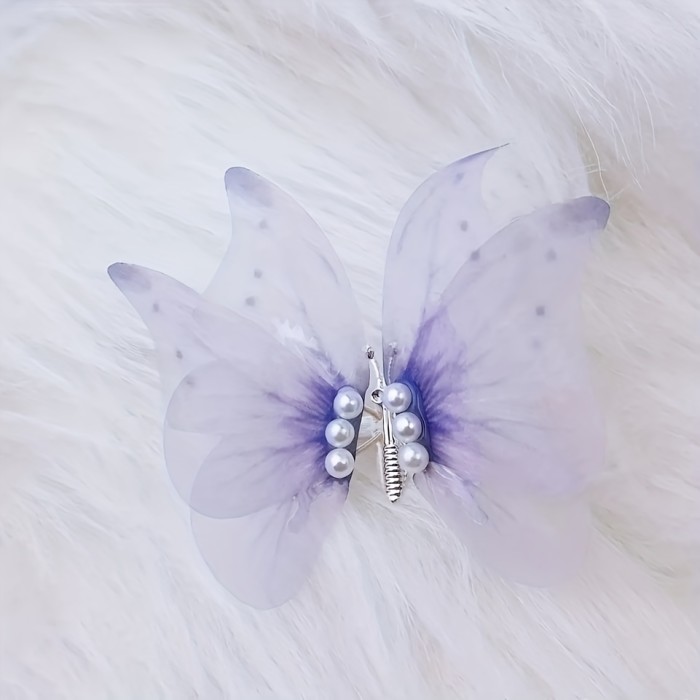 3pcs Enchanting Butterfly Hair Clips Set with Faux Pearls & Alloy Bowknots - Cute, Sparkling Barrettes for Girls - Perfect for Casual Attire & Special Occasions