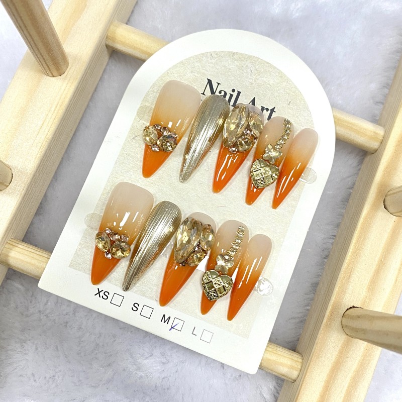 10 Pcs Y2K Extra Long 3D Press-On Nails - French Almond Shaped Medium Length, Nude & Mixed Color System, Glossy Finish with Rhinestone & Glitter Accents, Handmade Pinched Flower Design for Women, Perfect for Daily Wear & Holiday Parties