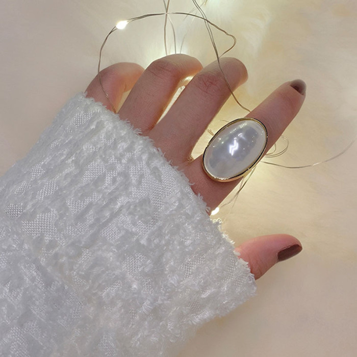 Top-Rated Elegant Adjustable Imitation Pearl Ring - Chic Geometric Design, Perfect for Weddings & Birthdays