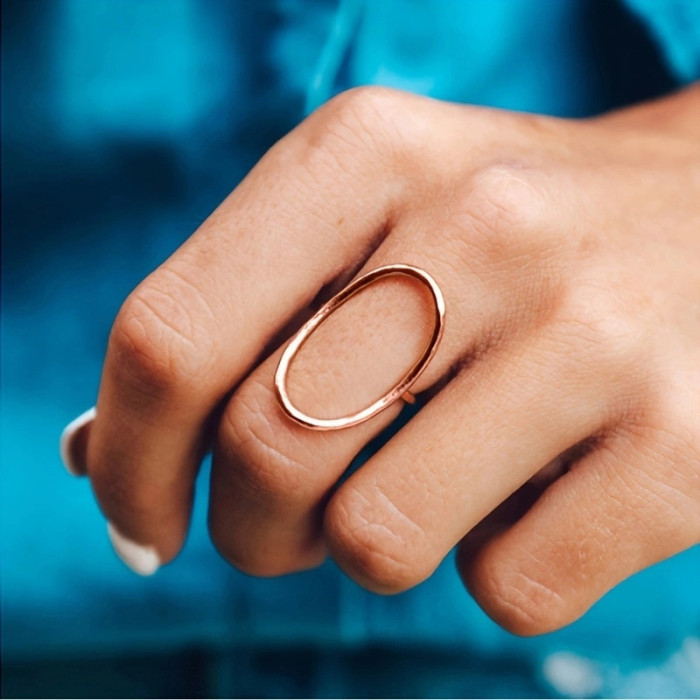 1 Pc Women Fashion Personality Ring Simple Elegant Oval Thin Line Design Ring Daily Casual Party Holiday Dress Birthday Gifts for Friends