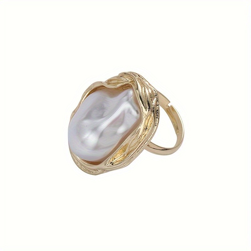 French Romantic Style Ring Inlaid Irregular Artificial Pearl Symbol Of Beauty And Elegance Match Daily Outfits Party Accessory