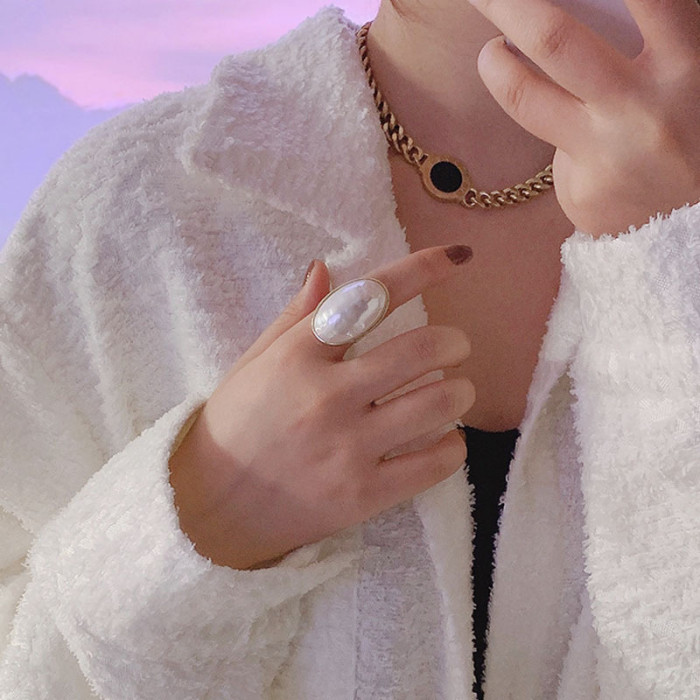 Top-Rated Elegant Adjustable Imitation Pearl Ring - Chic Geometric Design, Perfect for Weddings & Birthdays
