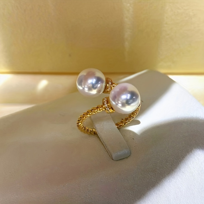 1pc Vintage-Inspired Adjustable Wrap Ring - Inlaid Artificial Pearl, Symbol of Fashion and Beauty, Perfect for Daily Outfits and Party Accessory, Comfortable to Wear, Easy to Mix and Match