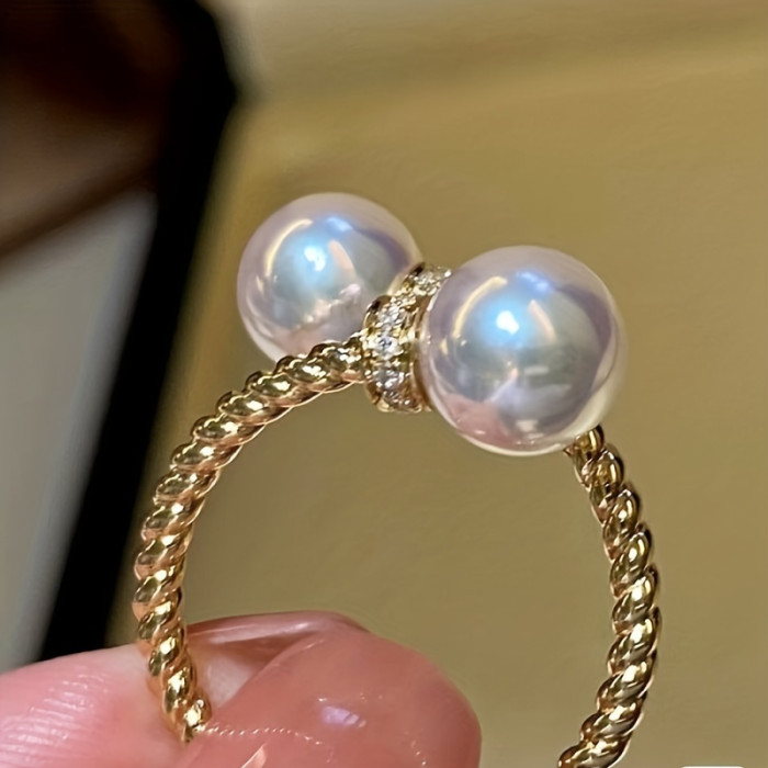 1pc Vintage-Inspired Adjustable Wrap Ring - Inlaid Artificial Pearl, Symbol of Fashion and Beauty, Perfect for Daily Outfits and Party Accessory, Comfortable to Wear, Easy to Mix and Match