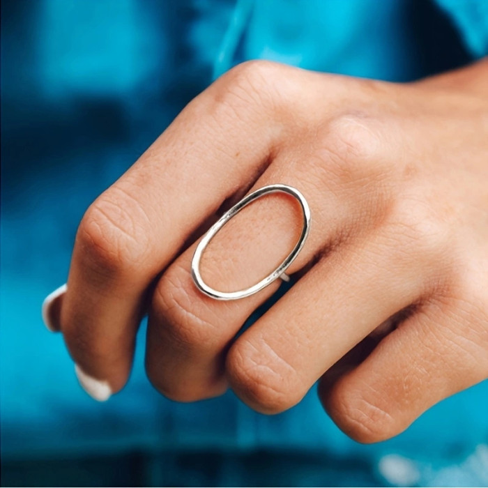 1 Pc Women Fashion Personality Ring Simple Elegant Oval Thin Line Design Ring Daily Casual Party Holiday Dress Birthday Gifts for Friends