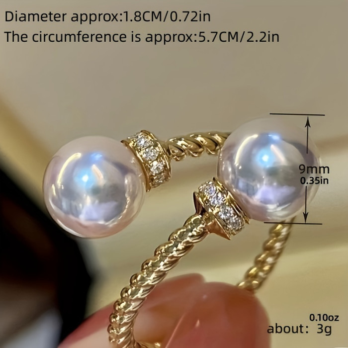 1pc Vintage-Inspired Adjustable Wrap Ring - Inlaid Artificial Pearl, Symbol of Fashion and Beauty, Perfect for Daily Outfits and Party Accessory, Comfortable to Wear, Easy to Mix and Match