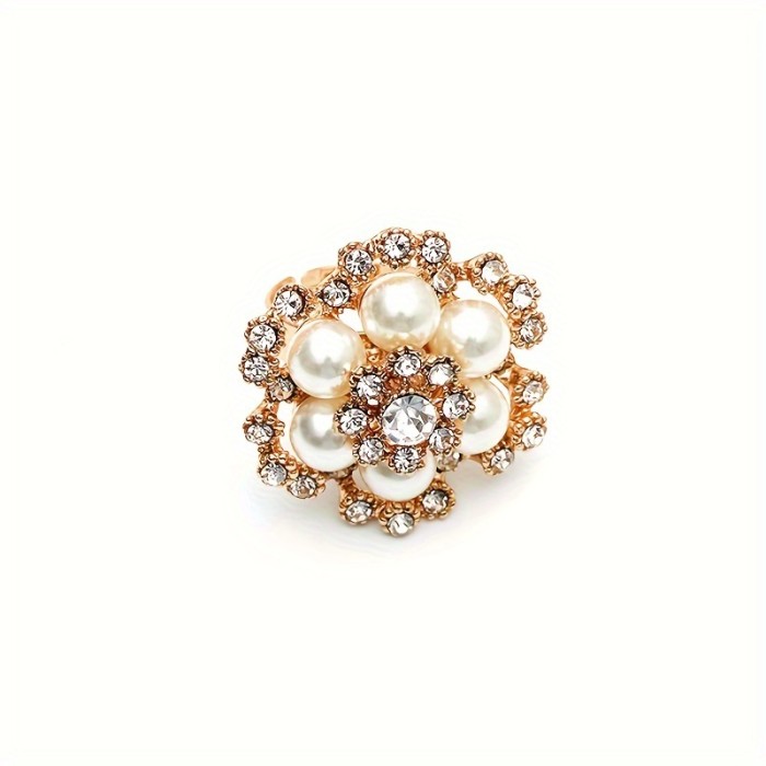 Elegant Vintage-Inspired Pearl & Rhinestone Statement Ring - Perfect for Parties, Banquets, and Everyday Glamour