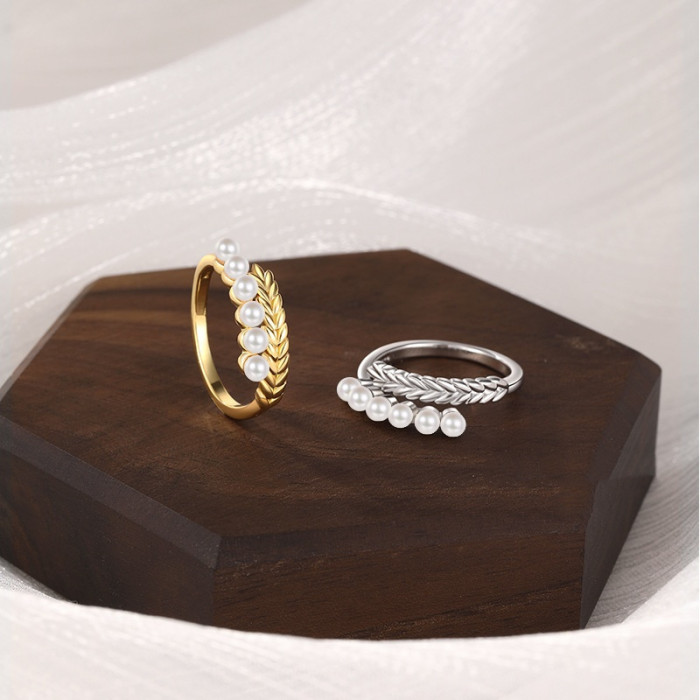 1 Pc Elegant Faux Pearl Ring, Luxurious & Vintage Style, Fashion Jewelry For Weddings, Engagements, Anniversaries