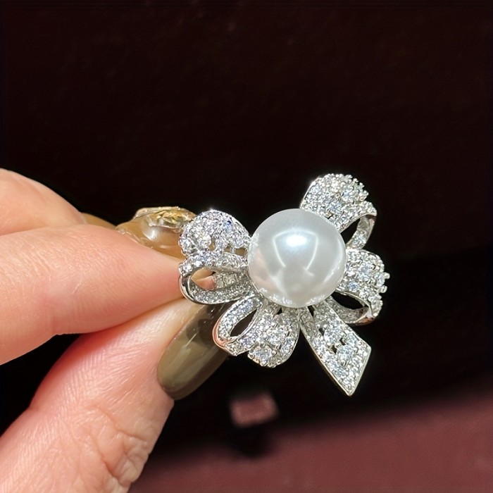 French Romantic Bow Freshwater Pearl Ring