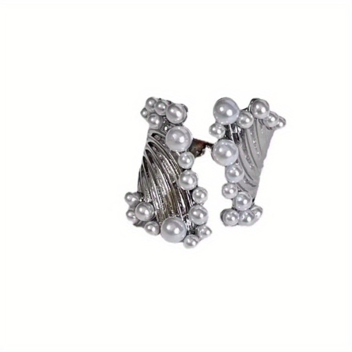 1pc Fashion Faux Pearl Irregular Ring Adjustable Opening Jewelry Party Anniversary Holiday Gifts