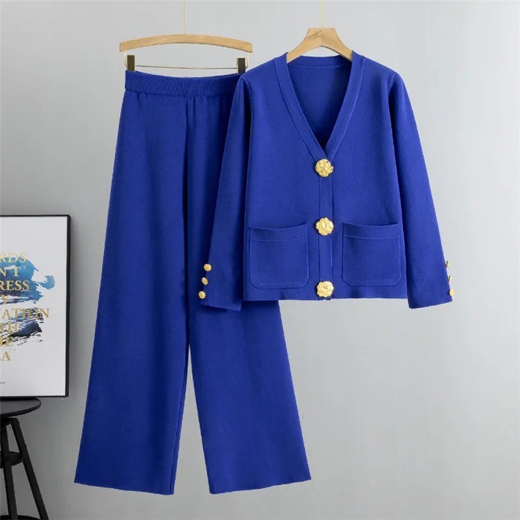 Women's Autumn Winter V-neck Cardigan 2-Piece Set