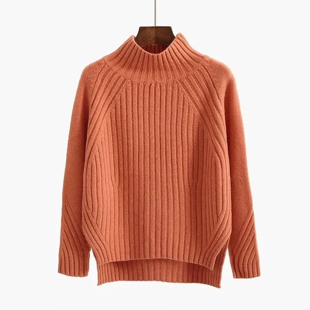 Women's Cozy Autumn Winter New Solid Causal Pullover Sweater