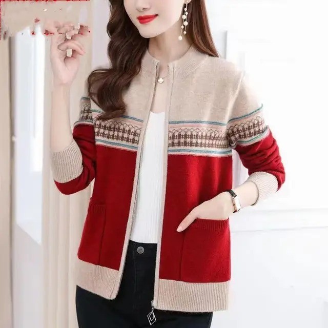 Women's Cozy Winter Patchwork Cardigan Sweater