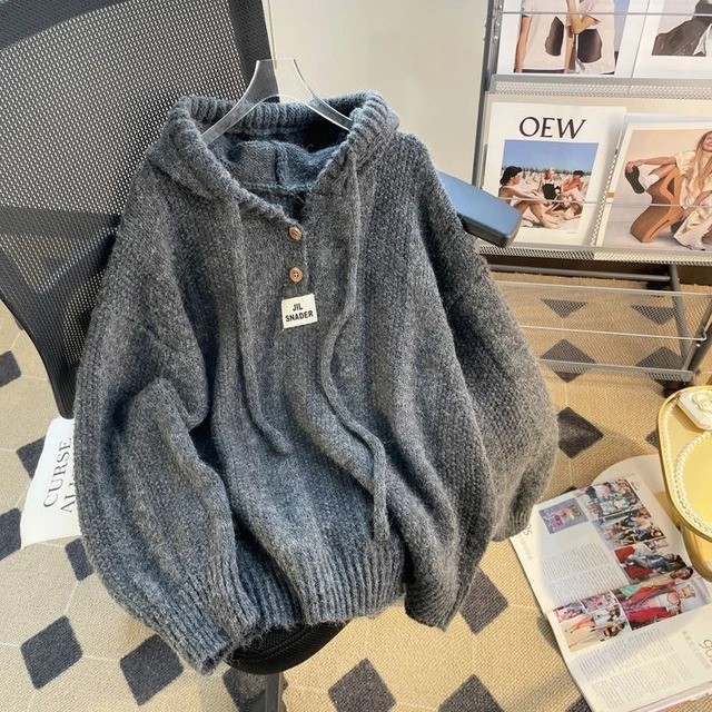 Women's Cozy Winter Korean Knitted Hooded Sweater