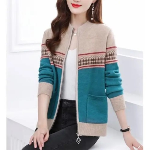 Women's Cozy Winter Patchwork Cardigan Sweater