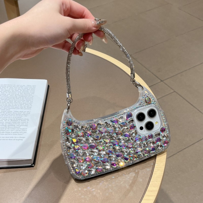 New Fashionable and Luxurious High-end Glittering Handbag-shaped Mobile Phone Case for iPhone 11 12 13 14 15 16 Pro Max Plus Full Protection Anti-fall Mobile Phone Protective Case