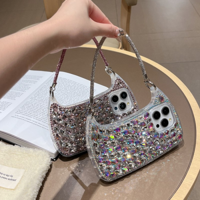 New Fashionable and Luxurious High-end Glittering Handbag-shaped Mobile Phone Case for iPhone 11 12 13 14 15 16 Pro Max Plus Full Protection Anti-fall Mobile Phone Protective Case