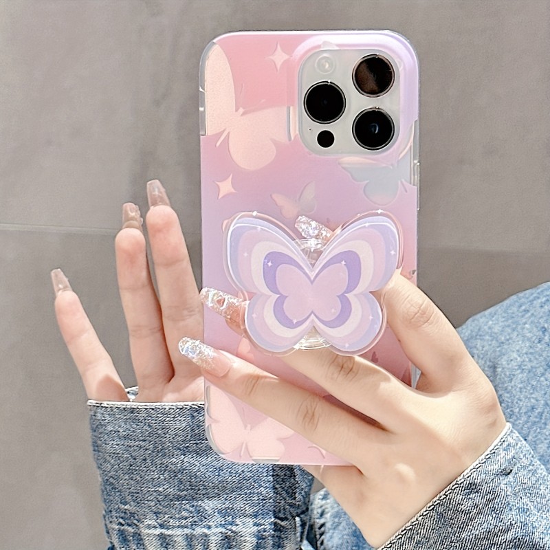 Butterfly Stand Suitable For Apple All-inclusive Protection Case Creative Niche Personality For Apple IPhone 14 13 12 11 Plus Pro Max.